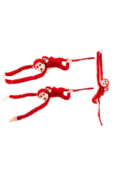 Maskotka małpka z dzieckiem czerwona 70cm