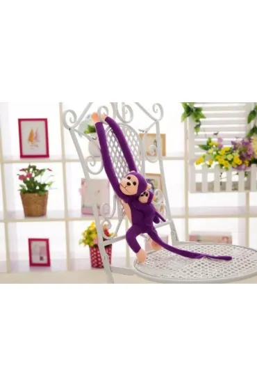 Maskotka małpka z dzieckiem fioletowa 70cm