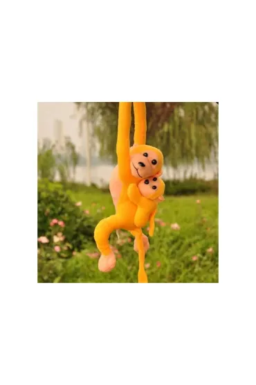 Maskotka małpka z dzieckiem żółta 90cm