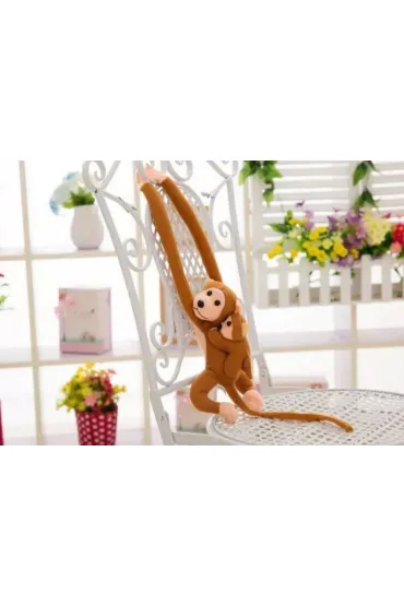 Maskotka małpka z dzieckiem jasno brązowa 90cm