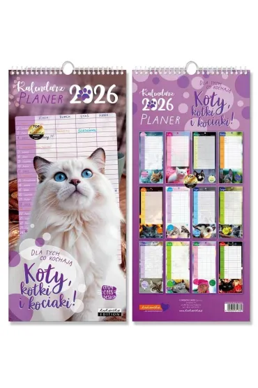 Kalendarz 2026 ścienny planer Koty