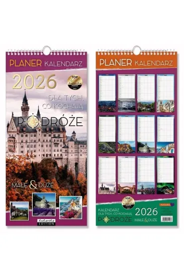 Kalendarz 2026 ścienny planer Podróże