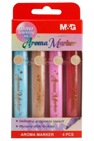 Markery zapachowe brokatowe 4 kolory mix