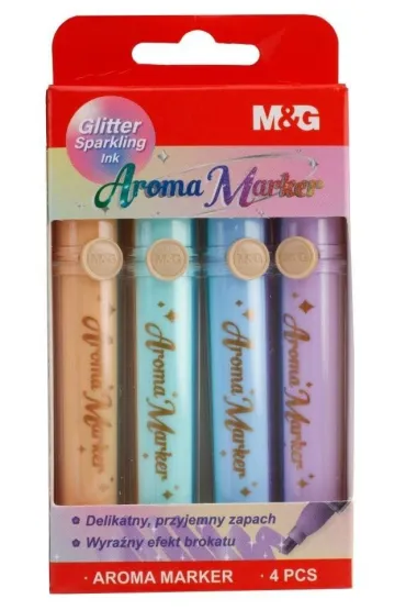 Markery zapachowe brokatowe 4 kolory mix