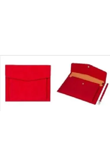 Teczka A4 z kieszonką nubuk czerwona