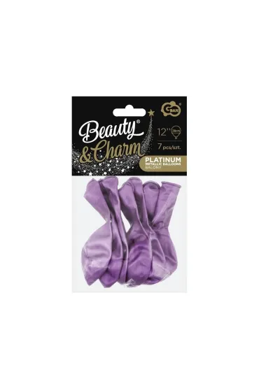 Balony Beauty&Charm, platynowe j. fiolet 30cm 7 szt