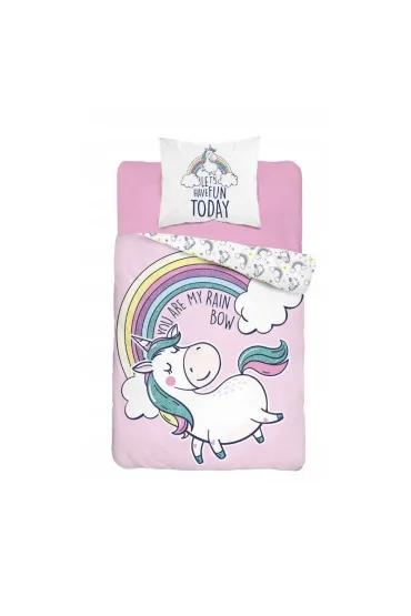 Bawełniana Pościel 140 X 200 Cm Unicorn Jednorożec Brokatowa