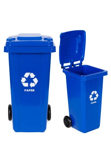 Kosz na śmieci pojemnik kubeł śmietnik niebieski makulatura gumowe koła