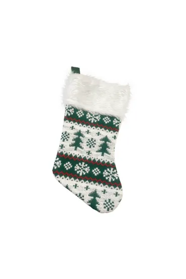 Skarpeta świąteczna w zielone choinki 41x22cm