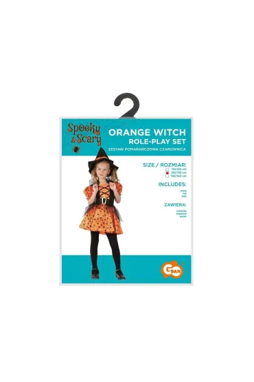 Strój dla dzieci Pomarańczowa Czarownica r.120/130