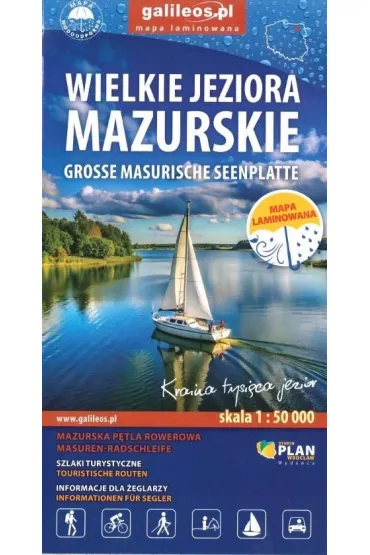 Mapa turystyczna Wielkie Jeziora Mazurskie lam.
