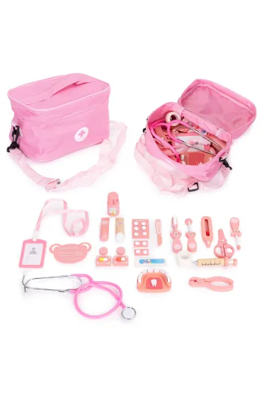 Drewniany zestaw małego lekarza torba medyczna dla dzieci