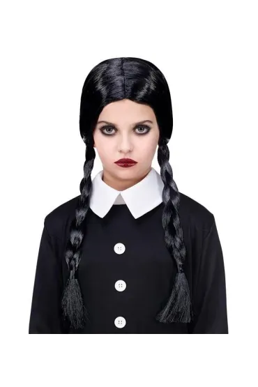 Peruka czarna z warkoczami
