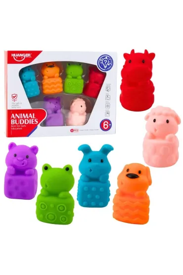  Gumowe miękkie klocki zwierzątka 6el.