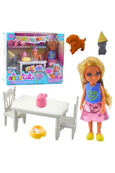 Zestaw urodzinowy lalka zwierzęta, akcesoria