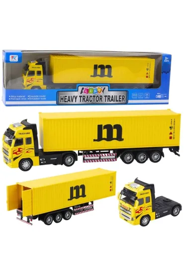 Ciężarówka z kontenerem napęd pull back żółta