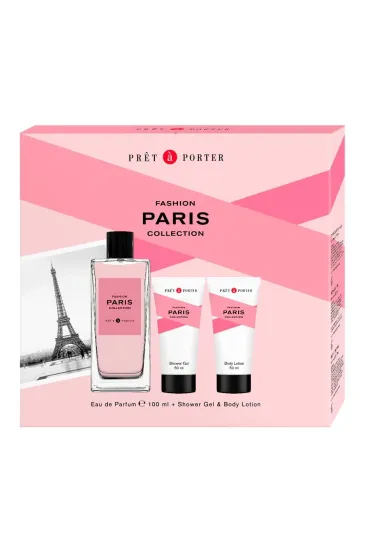 SET Pret A Porter Fashion Paris EDP spray + BODY BALM + SHOWER GEL