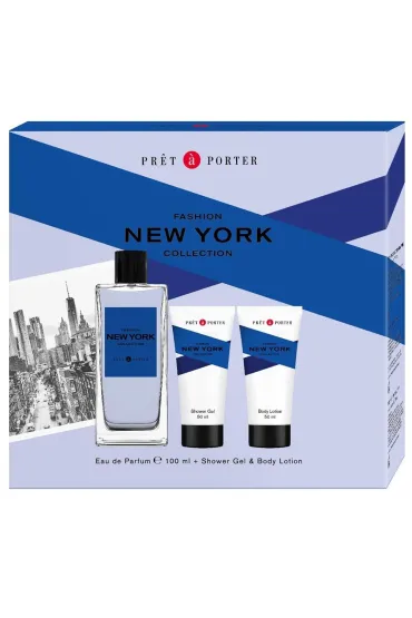 SET Pret A Porter Fashion Man New York EDC spray + BODY BALM + SHOWER GEL