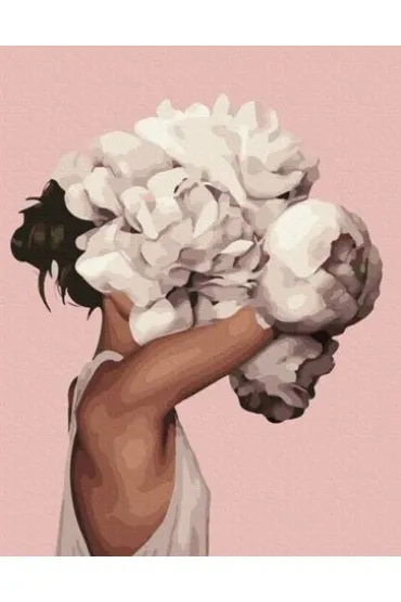 Diamentowa mozaika - Kobieta głowa z białych kwiatów