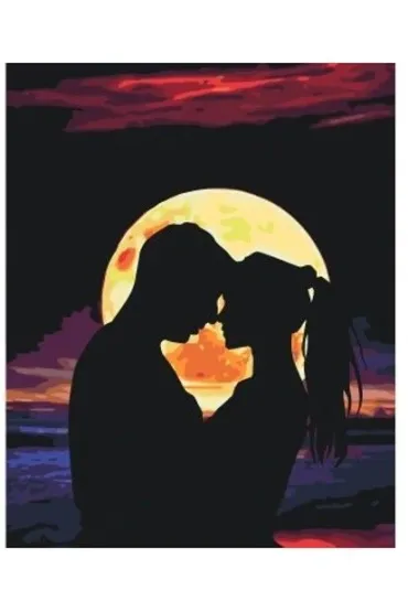 Diamentowa mozaika - Zakochana para cienie na tle księżyca