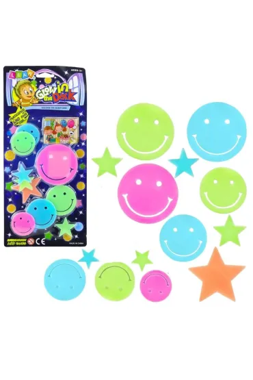 Naklejki fluorescencyjne na ścianę buźki, gwiazdki