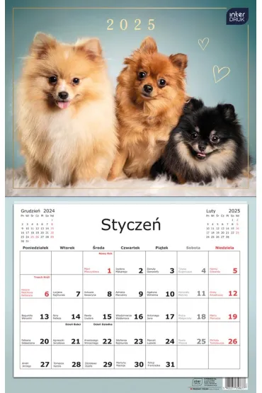 Kalendarz 2026 jednodzielny 32x50cm Zwierzaki