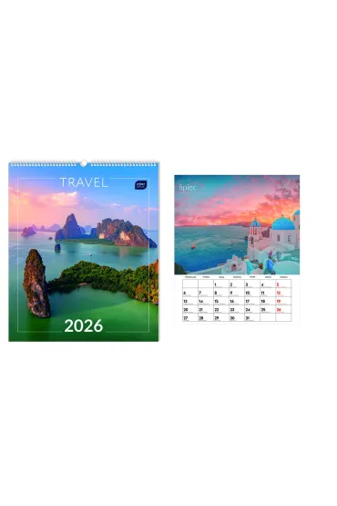 Kalendarz 2026 ścienny planszowy 33,5x40cm Travel