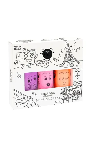 SET Kids Paris Neon zestaw lakierów do paznokci Marshi + Dolly + Flamingo