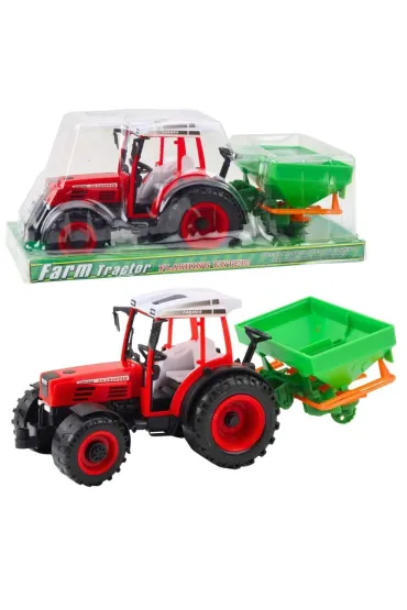 Traktor z siewnikiem czerwony 34cm