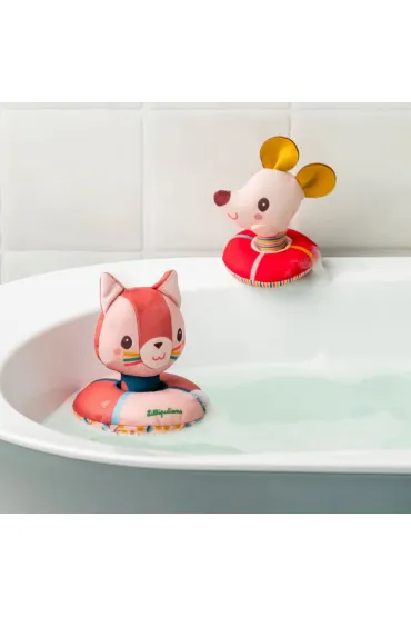 Przytulanki do kąpieli Kotka Jeanne i Myszka Nina 6 m+