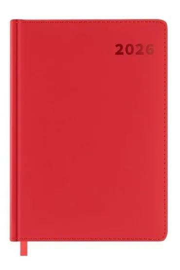 Kalendarz książkowy 2026 A5 czerwony EASY