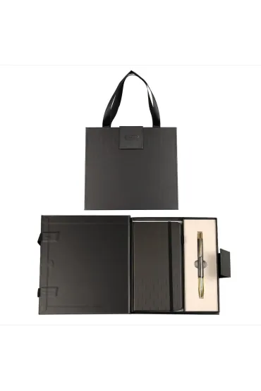 Długopis + notes Elegant premium grafitowo-złoty