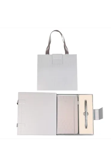 Długopis + notes Elegant premium srebrny