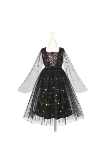 Kostium sukienka tiulowa z cekinami i lampkami LED czarownica Agatha 5-7 lat