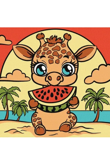 Malowanie po numerach - Żyrafa i arbuz