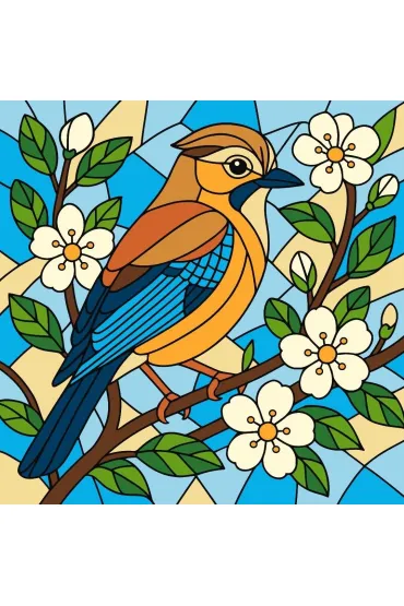 Malowanie po numerach - Witraż. Sójka