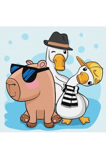 Malowanie po numerach - Kapibara i przyjaciele