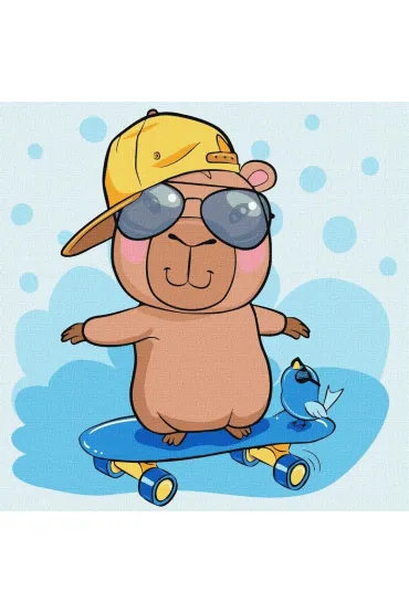 Malowanie po numerach - Kapibara na deskorolce