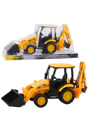 Koparka z dwiema łyżkami żółta