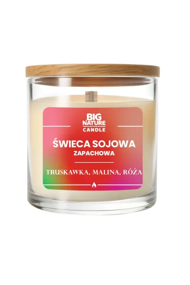 Świeca sojowa o zapachu Truskawka, Malina i Róża