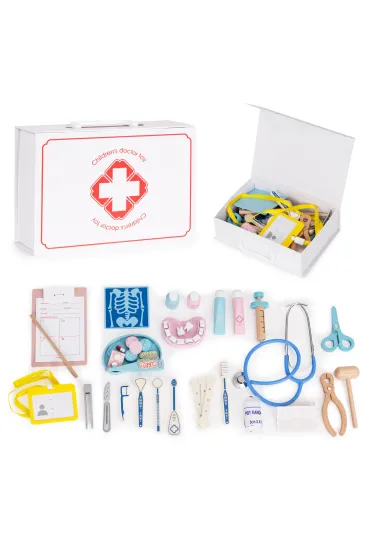 Drewniany zestaw małego lekarza walizka medyczna dla dzieci