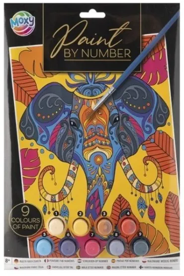 Malowanie po numerach A4 + farbki - słoń