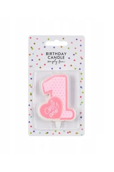 Świeczka urodzinowa - Only One - jasno różowa - 8cm
