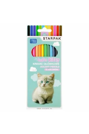 Kredki ołówkowe 12 kolorów Cuties Kotki
