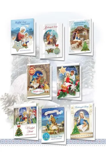 Karnet B6 Boże Nar. Naklejany elem.rel.(10 szt) MIX