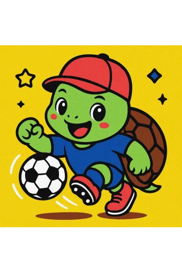 Malowanie po numerach - Żółwik gra w piłkę nożną