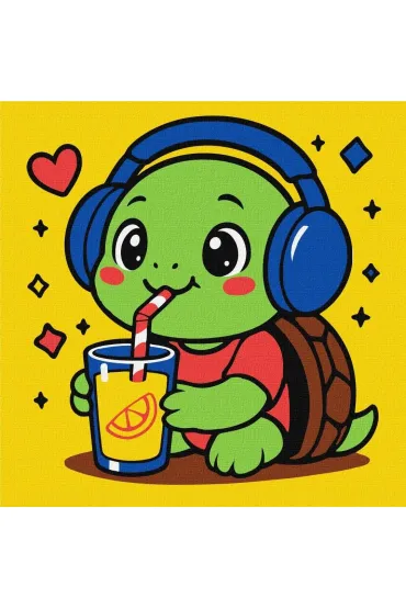 Malowanie po numerach - Żółwik pije lemoniadę