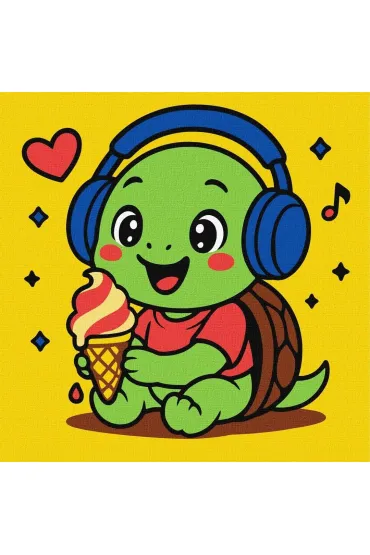 Malowanie po numerach - Żółwik je lody