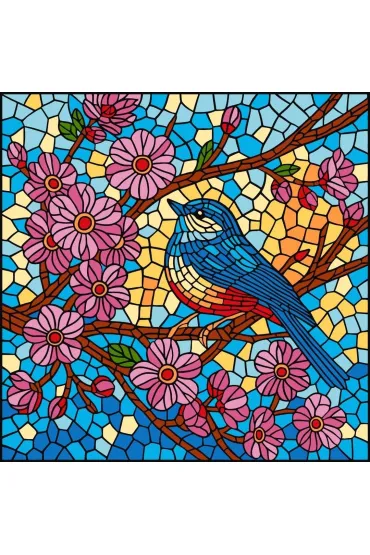 Malowanie po numerach - Witraż. Sikorka