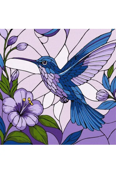 Malowanie po numerach - Witraż. Koliber